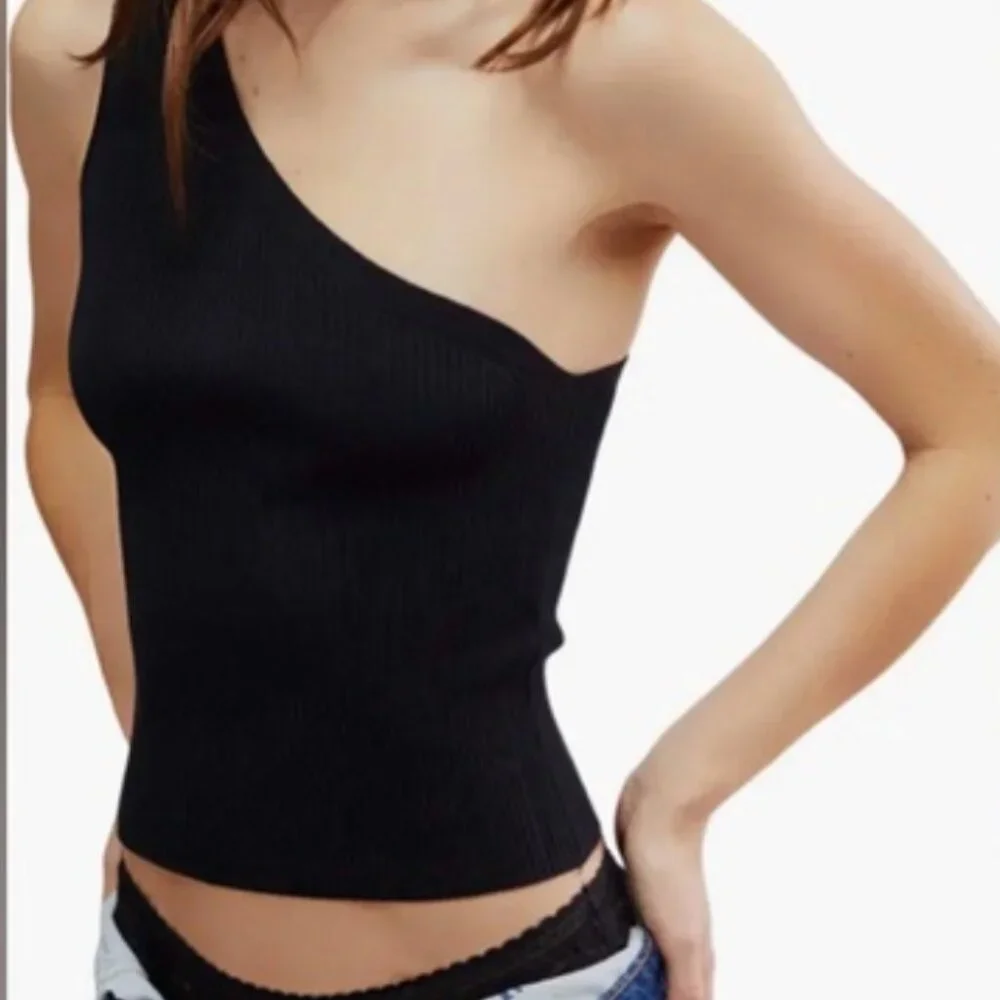 Free People Good Taste One Shoulder Ribbed Tank top Two Pack - Picture 2 of 4